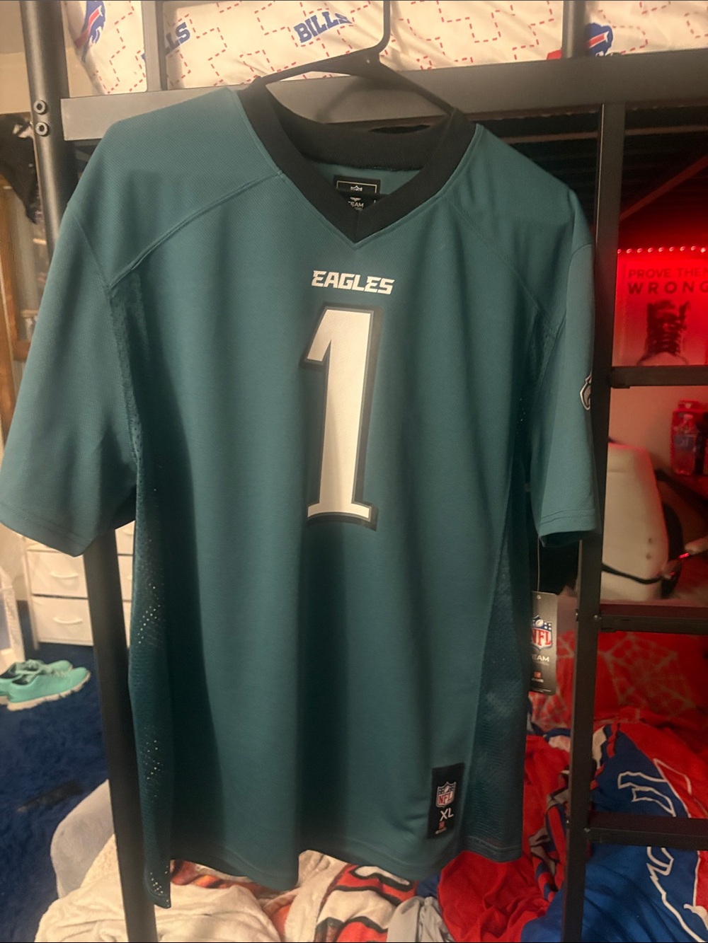 NFL Teal Kids Football Jersey with White #1 Accent